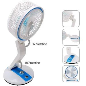 Led Light With Air Cooling Rechargeable Folding Fan